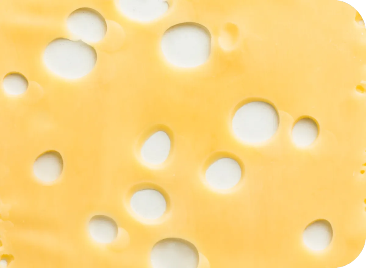 Swiss cheese with holes