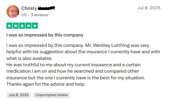 Customer review 3, reproduced from America Choice Network