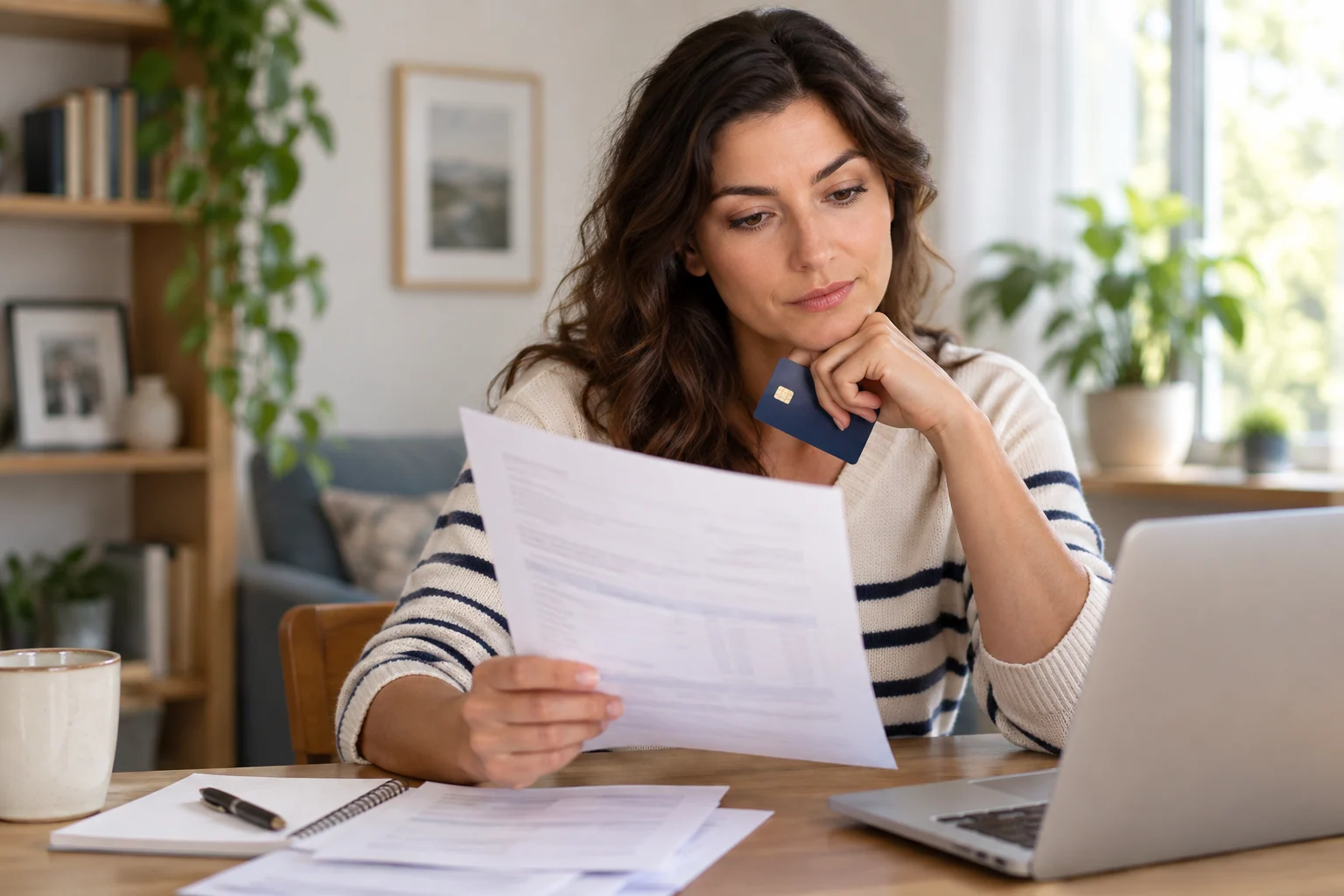 Woman reviewing a bill