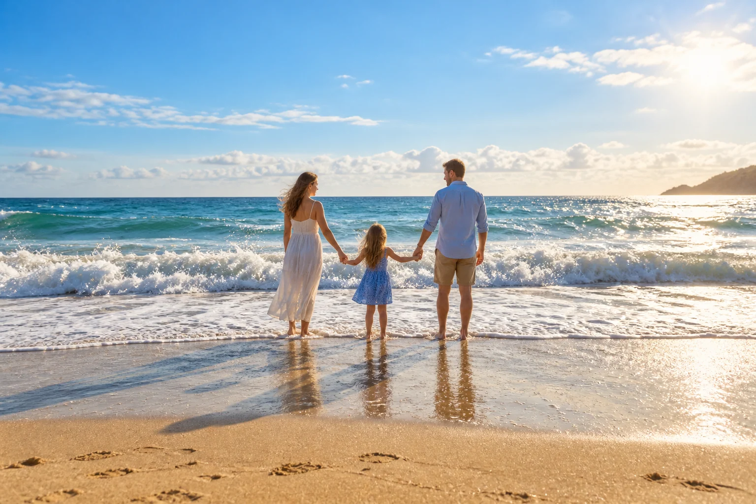 Family spending time together at the beach